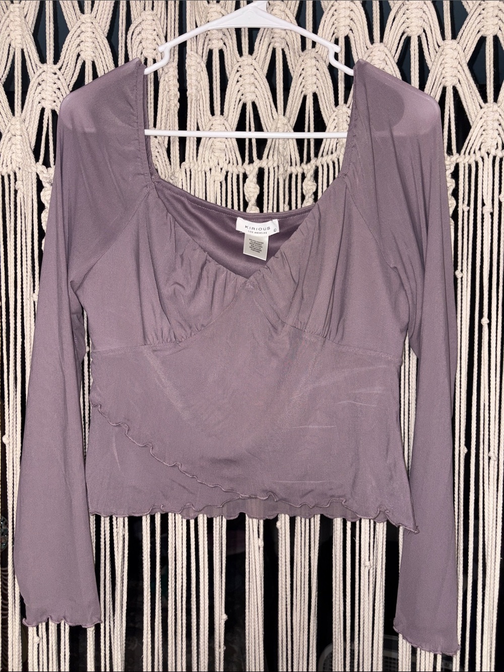 Long-Sleeve Mesh Top